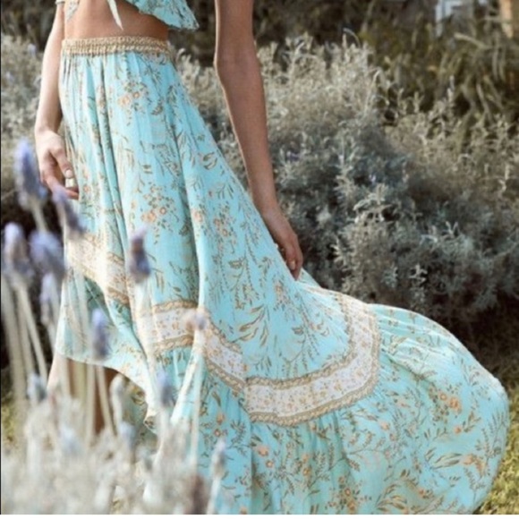 SPELL AND THE GYPSY COLLECTIVE MAISIE SKIRT TURQUOISE HI LOW BOHEMIAN BOHO EUC - Picture 3 of 8